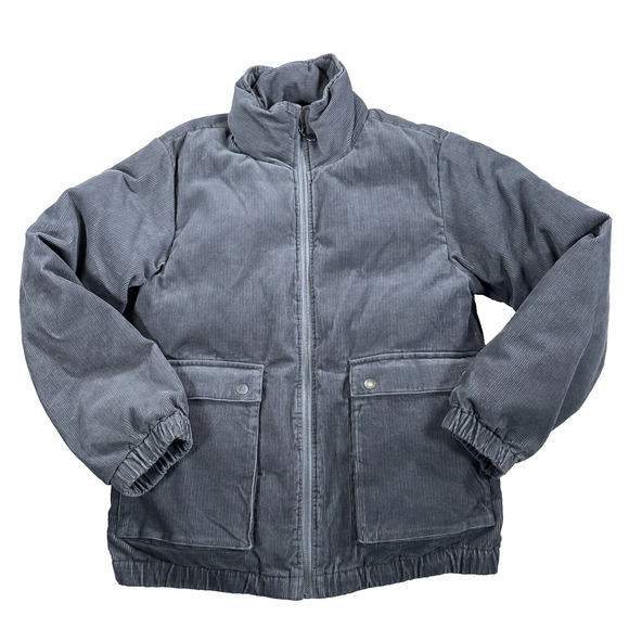 Stella McCartney Kids Puffer Coat Boys Size 14 Stone Gray Corduroy Zip Up New - Picture 1 of 11